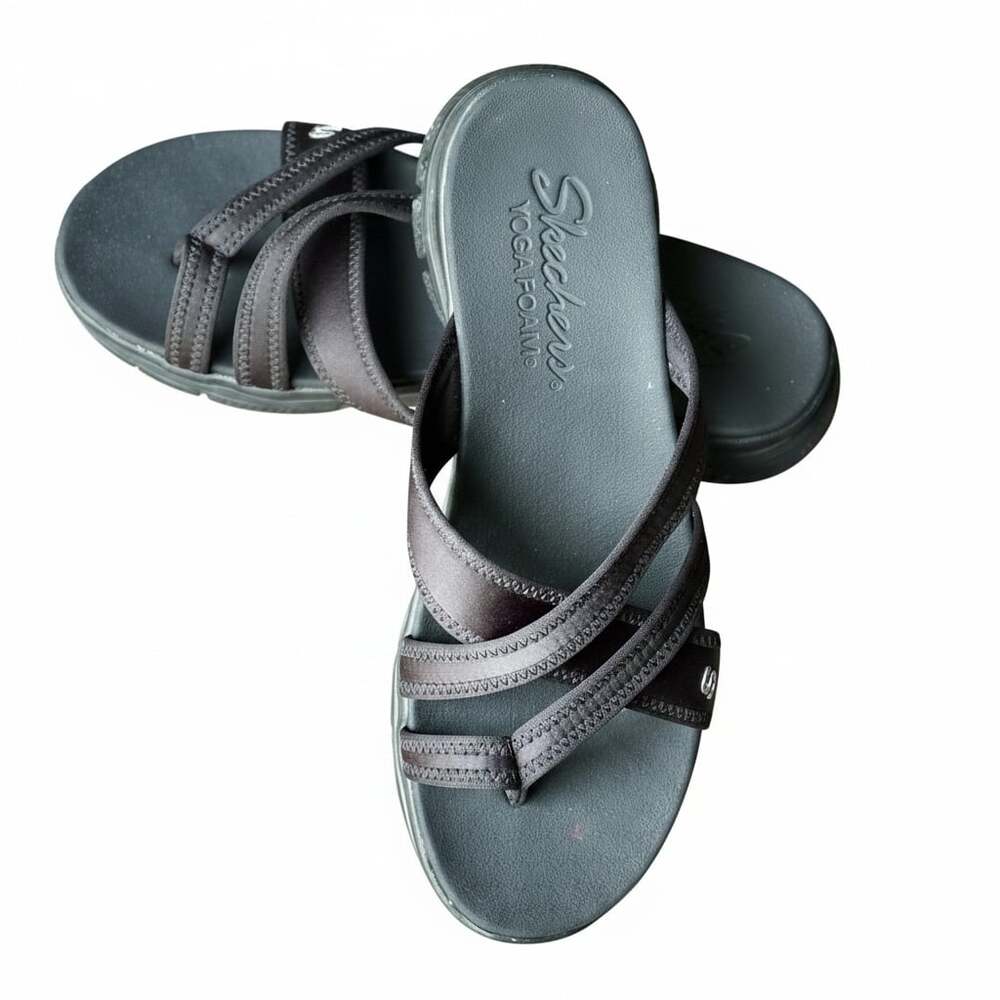 Skechers Cali Vinyasa Amber Glow Women's/Mens Yoga Foam Sandals Black Size 8